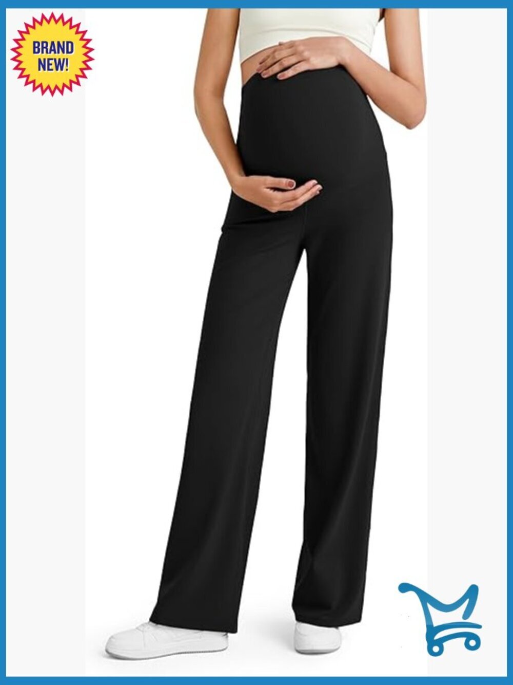 Women's Maternity Wide Leg Yoga Pants High Rise Soft Nylon Stretch